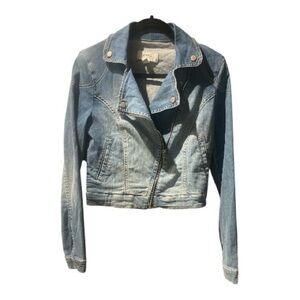 Mango Light Blue Jean Jacket Size Small